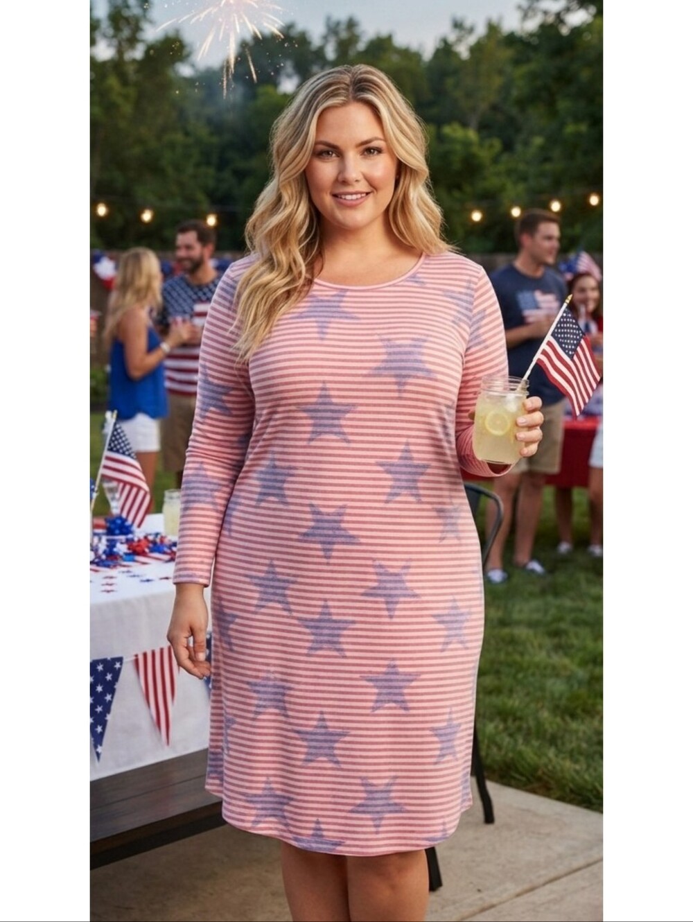 LuLaRoe Americana Debbie dress Red & Blue Size 3XL